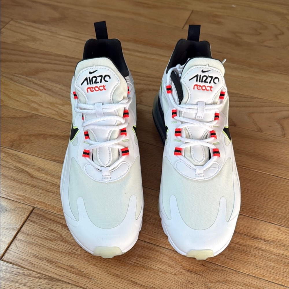 Nike Air Max 270 React White Red Black Athletic Shoes
